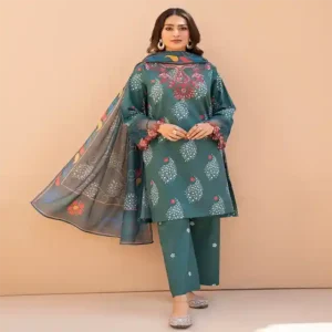 3PC Printed Embroidered Suit - LDS 1329