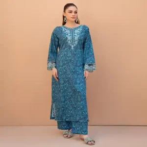 2PC Printed Embroidered Suit - LDS 1331